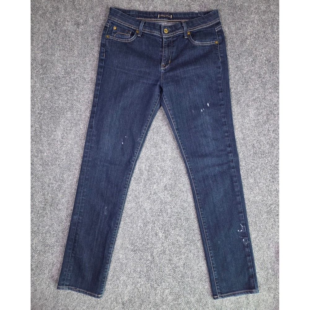 Fidelity Denim Slim Straight Jeans Womens 32 Dark Wash distressed